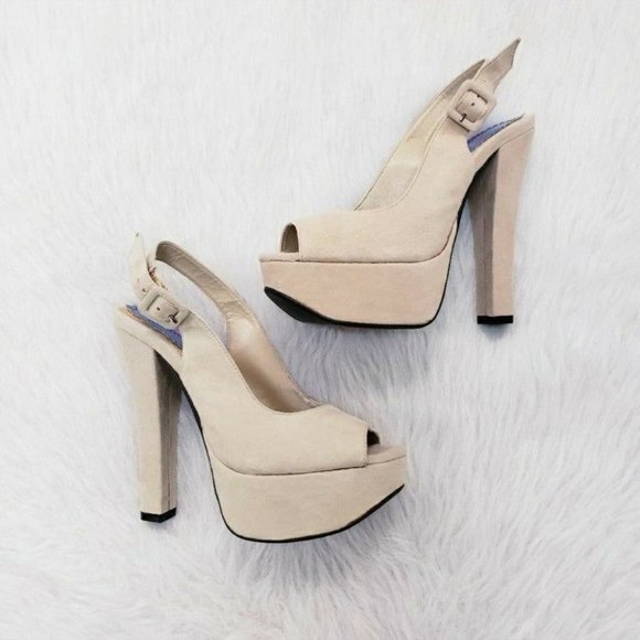 NWT Luichiny Peep Toe Sling Back Heels - Picture 1 of 2